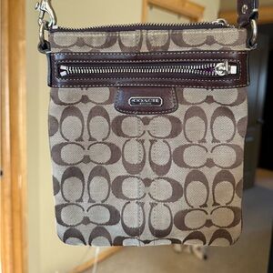 Coach Tan and Brown Signature Crossbody Bag